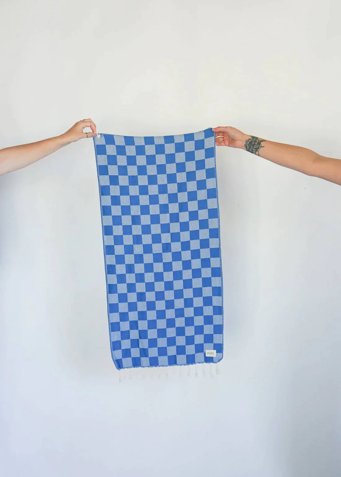 Checkered Hand Towel - Blue