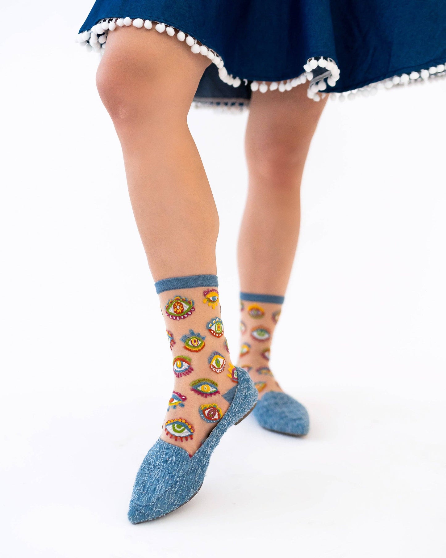 Evil Eye Sheer Crew Sock