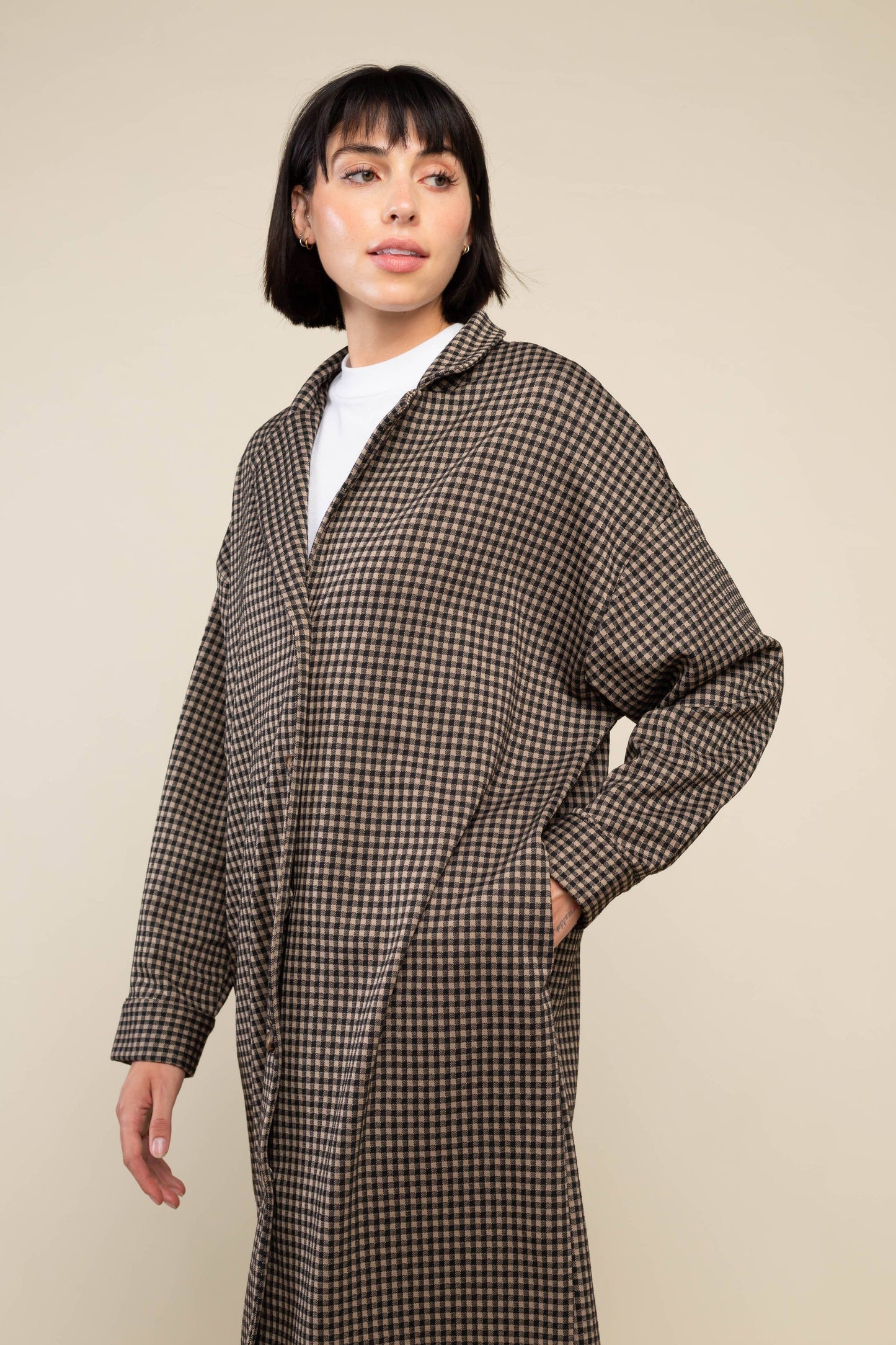 River Gingham Jacket: Tan/Black / Contemporary