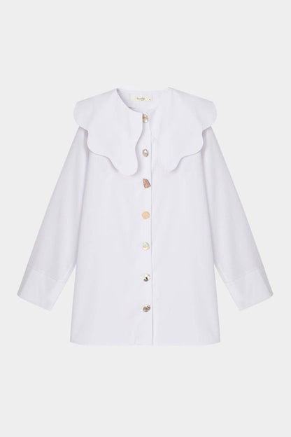 WIDE COLLAR POPLIN SHIRT: White