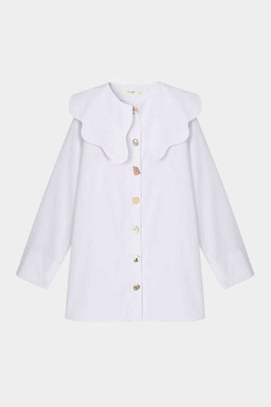 WIDE COLLAR POPLIN SHIRT: White