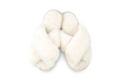 Plush Crossband Slide House Slippers: Pink / Medium