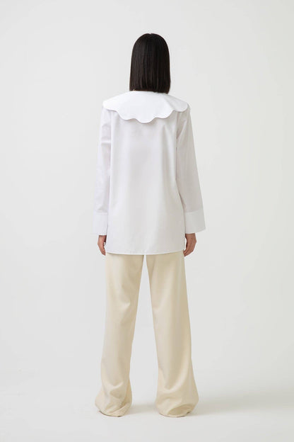 WIDE COLLAR POPLIN SHIRT: White