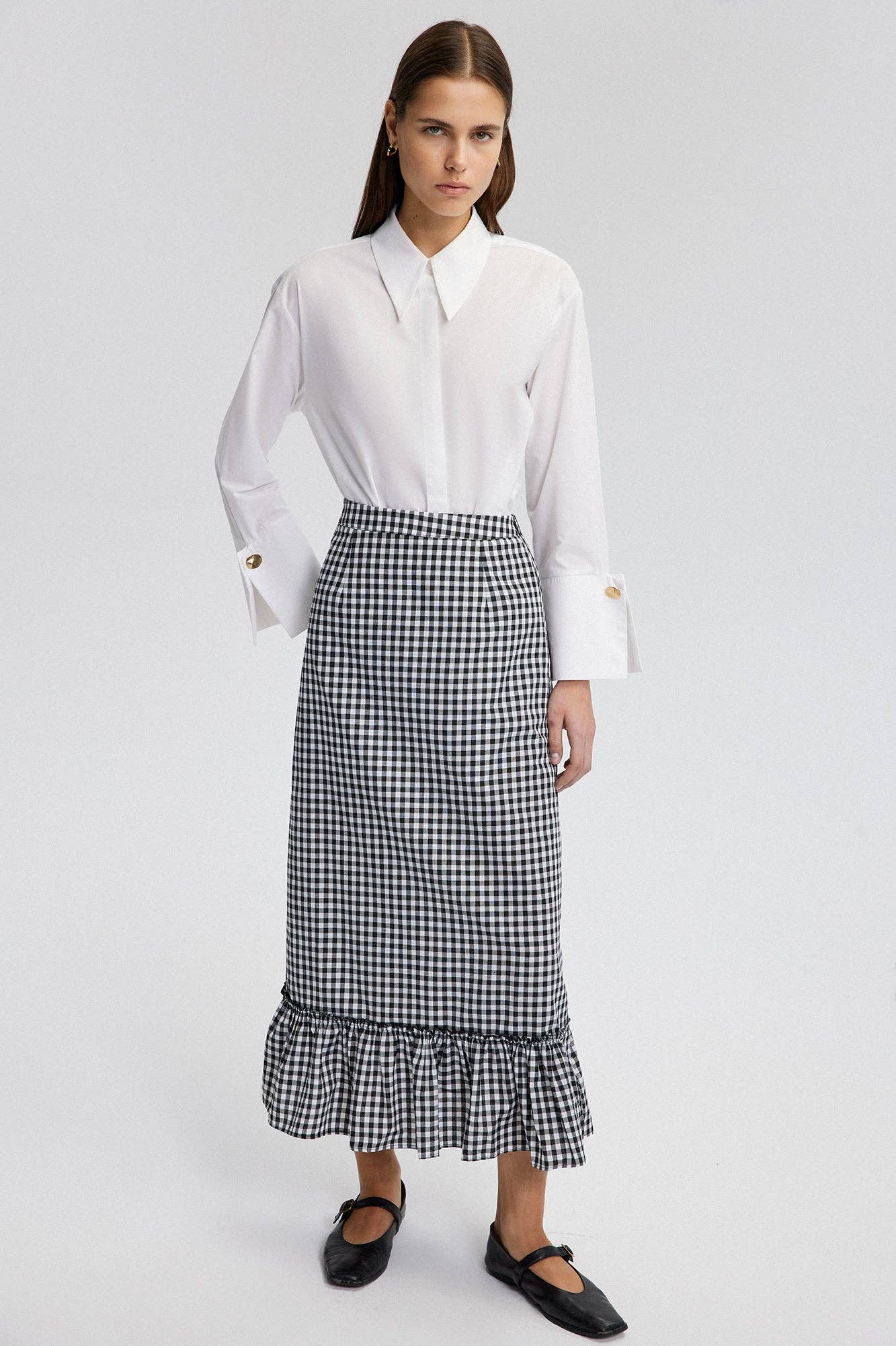 SKIRT WITH FRILLED HEM - Black