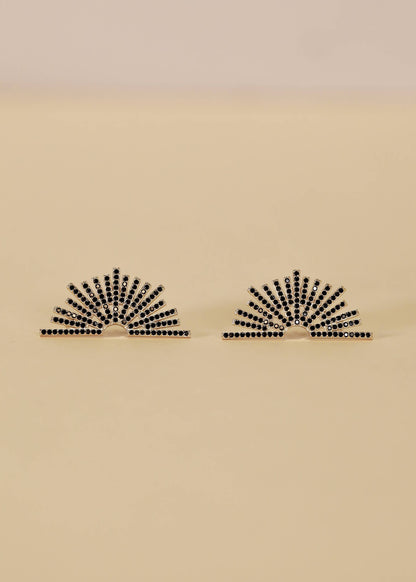 Celestial - Black Sunburst - Gold Earrings