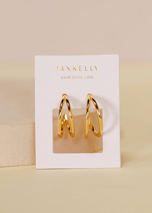 Illusion Double Hoop - Gold Earrings