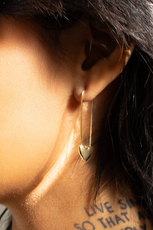 Lita Safety Pin Hoops - 18K Gold Plated