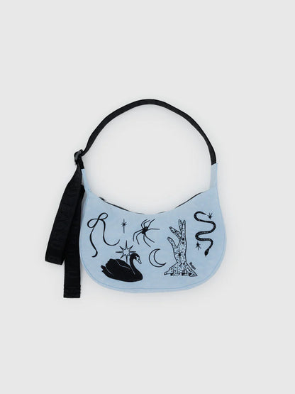 BAGGU Small Nylon Crescent Bag - Embroidered Ballet Icons