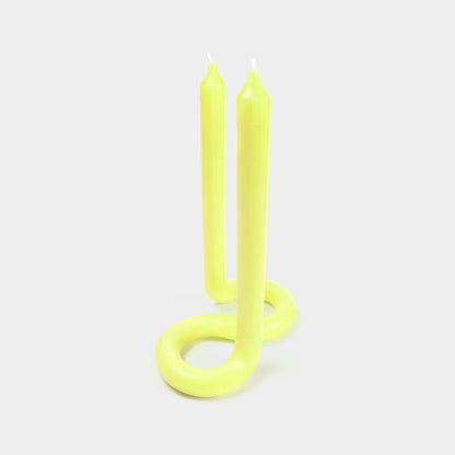 Twist Candle Sticks by Lex Pott, 9.5" Tall, Yellow