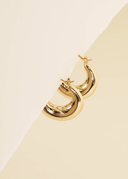 Gold Hoop - Sculptural Wide - Earrings