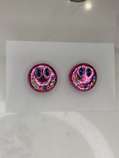 Smiley Studs - Pink