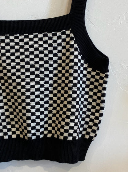 Gigi Crop Top - Caviar/Shell Check