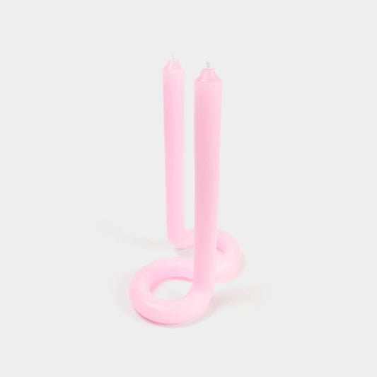 Twist Candle Sticks by Lex Pott, 9.5" Tall, Light Pink