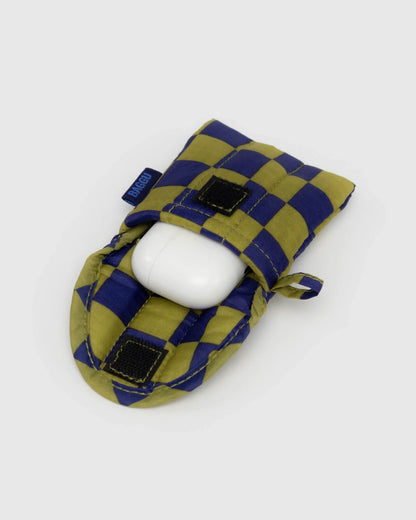 BAGGU Puffy Earbud Case - Pear Navy Check