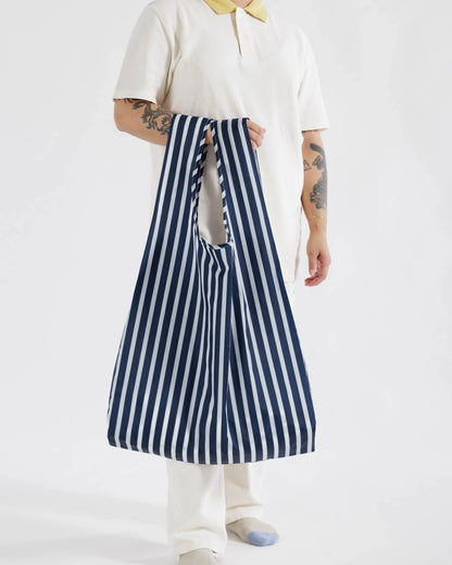 BAGGU Big Reusable Tote - Navy Stripe