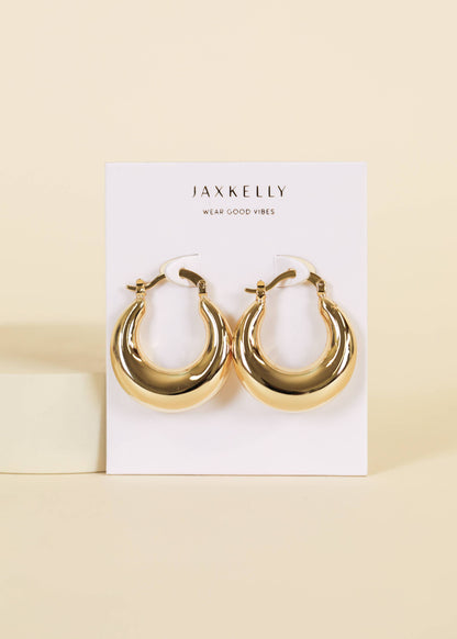 Gold Hoop - Sculptural Wide - Earrings