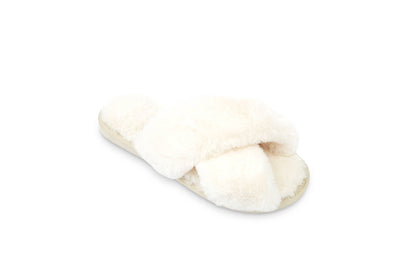 Plush Crossband Slide House Slippers: Pink / Medium