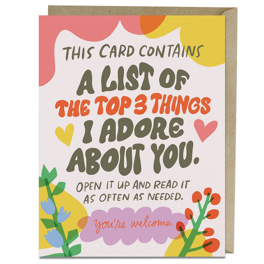 Top 3 Things Greeting Card