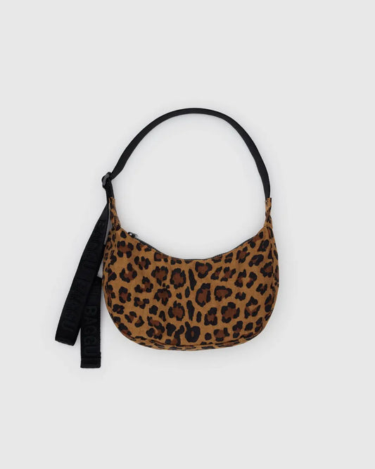 BAGGU Small Nylon Crescent Bag - Leopard