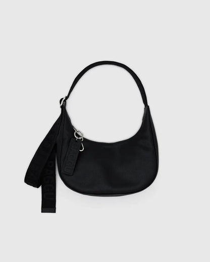 BAGGU Small Recycled Leather Crescent Bag - Black