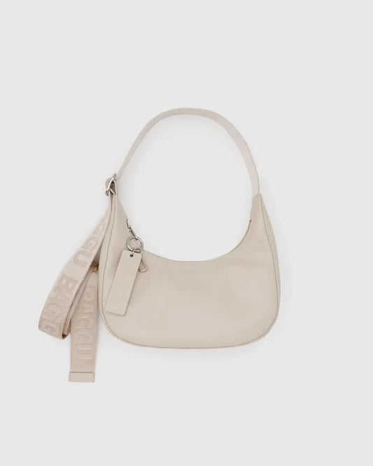 BAGGU Small Recycled Leather Crescent Bag - Stone