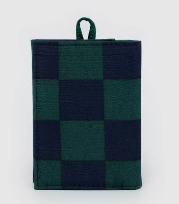 BAGGU Snap Wallet - Navy Green Check