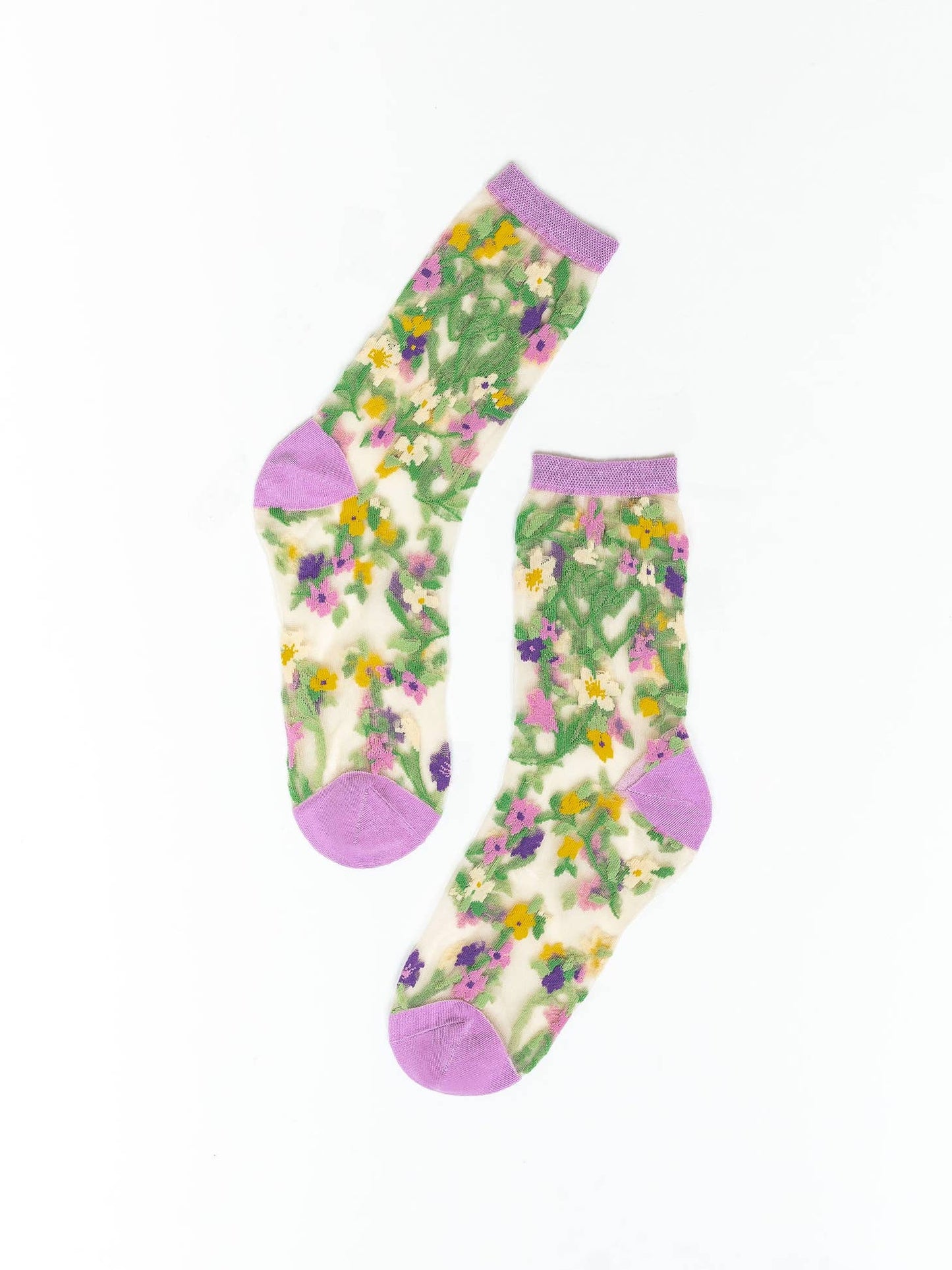 Heart Floral Sheer Crew Sock
