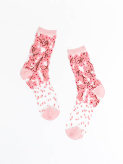 Cherry Blossom Sheer Crew Sock